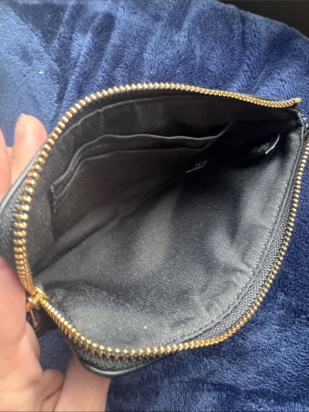 Coach Black Studded Zip Wristlet with Gold Hardware - Picture 3 of 3